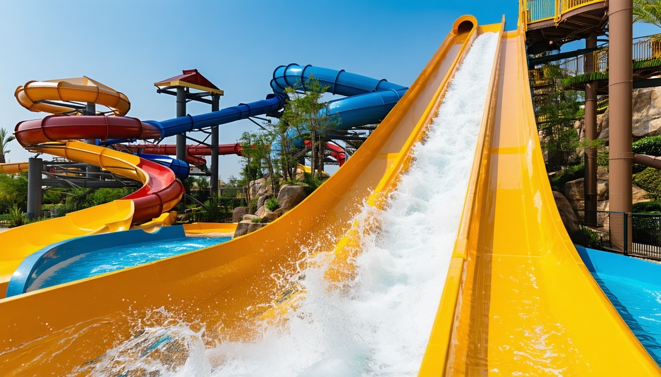 Exciting water slides at AquaQuest Adventure Park Dubai